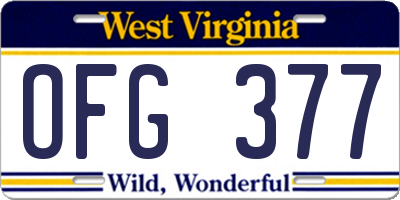 WV license plate OFG377