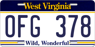 WV license plate OFG378