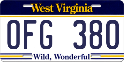 WV license plate OFG380
