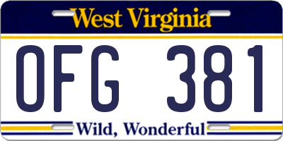 WV license plate OFG381