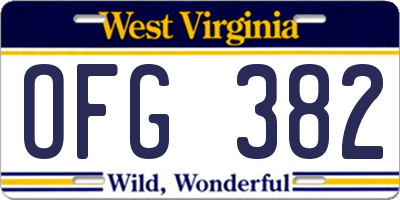WV license plate OFG382