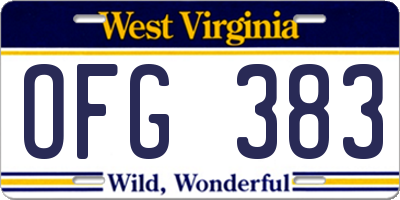 WV license plate OFG383