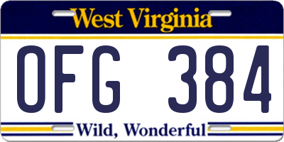 WV license plate OFG384