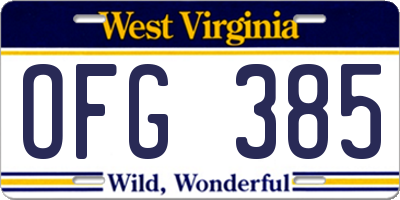 WV license plate OFG385