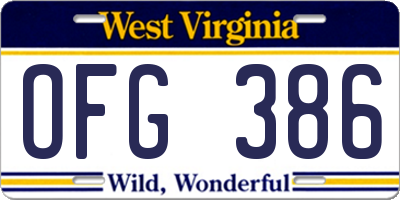 WV license plate OFG386
