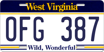WV license plate OFG387