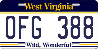 WV license plate OFG388
