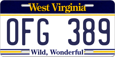 WV license plate OFG389