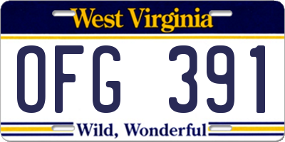 WV license plate OFG391
