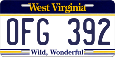 WV license plate OFG392