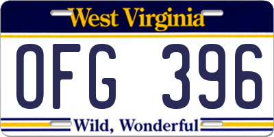 WV license plate OFG396