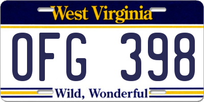 WV license plate OFG398
