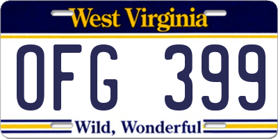 WV license plate OFG399