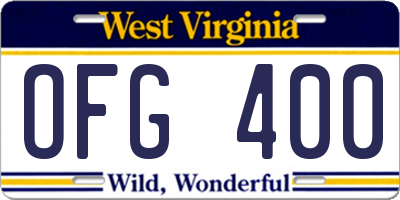 WV license plate OFG400