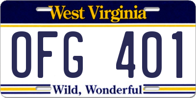 WV license plate OFG401