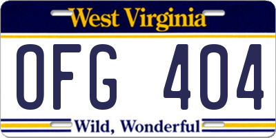 WV license plate OFG404
