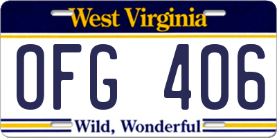 WV license plate OFG406