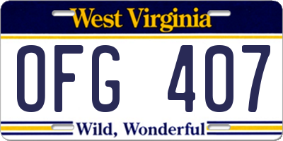 WV license plate OFG407