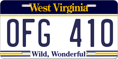 WV license plate OFG410