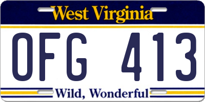 WV license plate OFG413