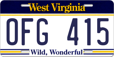 WV license plate OFG415