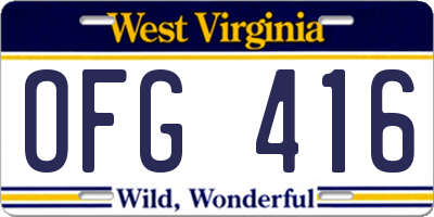 WV license plate OFG416