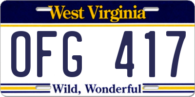 WV license plate OFG417