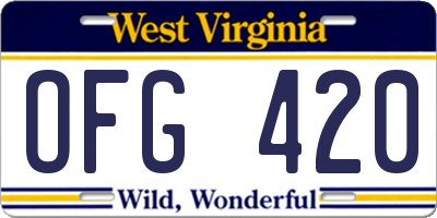 WV license plate OFG420