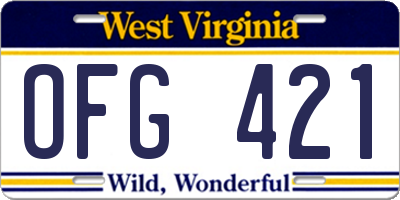 WV license plate OFG421