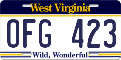 WV license plate OFG423