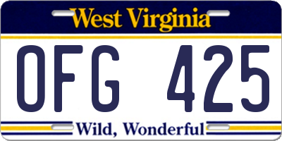 WV license plate OFG425