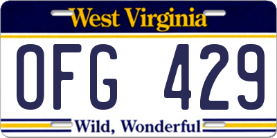 WV license plate OFG429