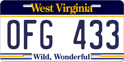 WV license plate OFG433