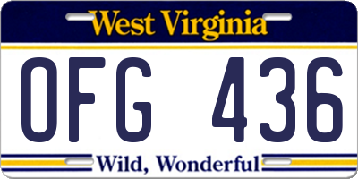 WV license plate OFG436
