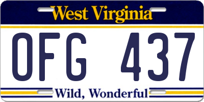WV license plate OFG437