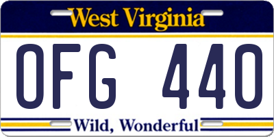 WV license plate OFG440