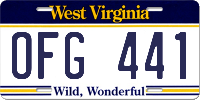 WV license plate OFG441