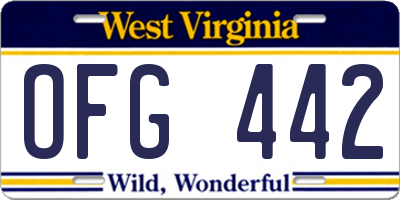WV license plate OFG442