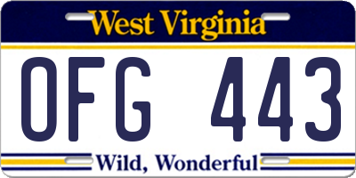 WV license plate OFG443