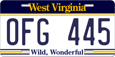 WV license plate OFG445