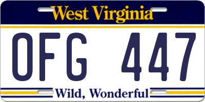 WV license plate OFG447