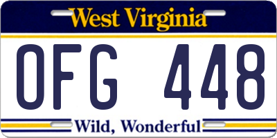 WV license plate OFG448