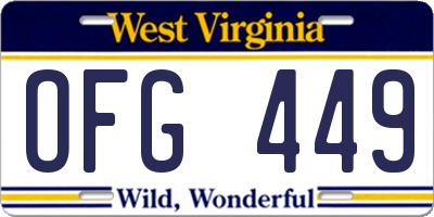 WV license plate OFG449