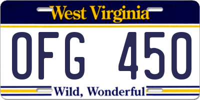WV license plate OFG450
