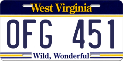 WV license plate OFG451