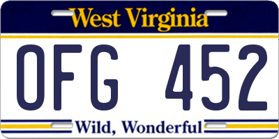 WV license plate OFG452