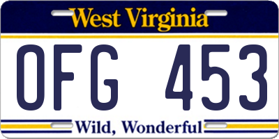 WV license plate OFG453