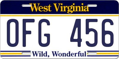 WV license plate OFG456