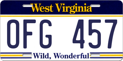 WV license plate OFG457