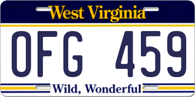 WV license plate OFG459